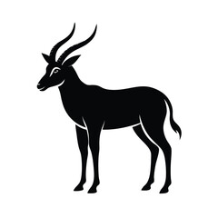 Beisa oryx East African antelope black silhouette vector image on white background