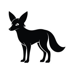 Bat-eared fox desert fox species with large ears silhouette vector image on white background