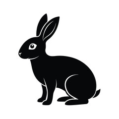 Arctic hare cold climate mammal in black silhouette vector image on white background