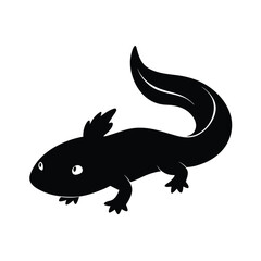 Axolotl unique aquatic salamander black silhouette vector image on white background
