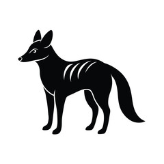 Aardwolf wild African animal in black silhouette vector image on white background