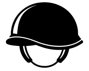 Military Helmet Icon Black Silhouette Graphic Design, Military Helmet Silhouette Vector