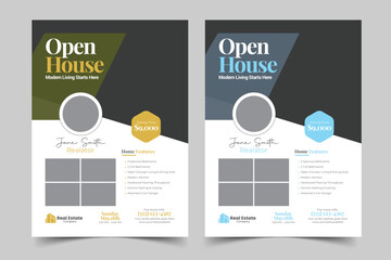 Real Estate Open House Property sale Flyer Design For Real estate Business. Home sale flyer design layout, print ready home sale flyer design template
