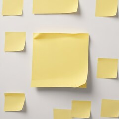 Fototapeta premium Intense yellow sticky note detail; crisp white background , simple, paper, bright