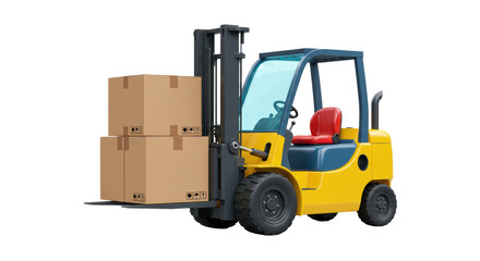 Isolated Forklift Truck with Boxes
