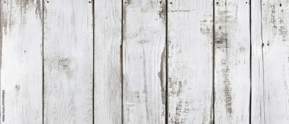 Poster whitewashed wooden planks background texture: weathered, distressed vertical wood grain surface for 