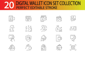 DIGITAL WALLET ICON SET COLLECTION