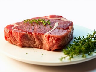 Fototapeta premium Raw Steak, White Background, Culinary Image