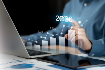 Business growing in 2026. Business Analysis planning business growth 2026, plan finances, marketing, goals, success and sustainable business development.