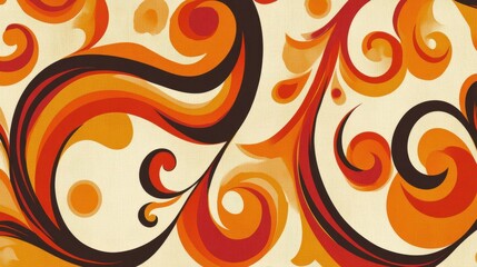 Colorful Swirling Abstract Pattern with Orange and Black Accents