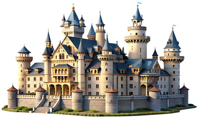 castle in the city isolated on white background. Transparent PNG file available with high quality.