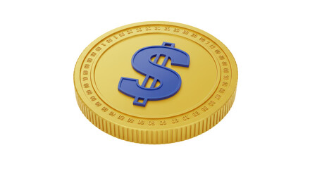 Isolated Gold Coin with Dollar Sign
