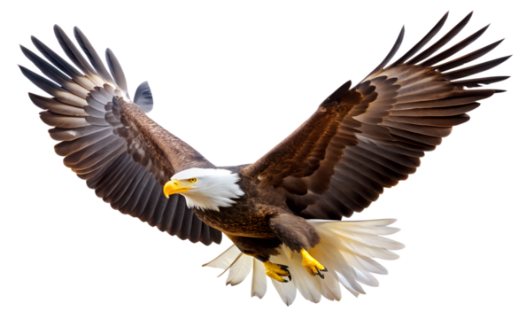 american bald eagle isolated on white background. Transparent PNG file available with high quality.