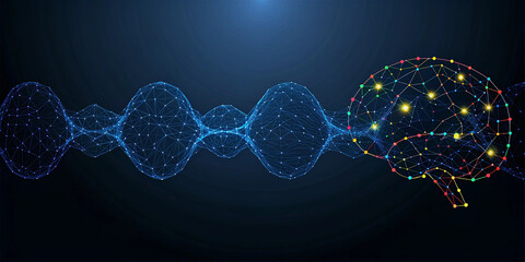 Artificial Intelligence Brain Visualization Futuristic Polygonal Neural Network Concept.AI, Machine learning, Science and artificial intelligence technology, AI, Artificial Intelligence concept