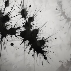 Grunge ink blots, sharp lines, distressed feel,  messy,  rough,  retro
