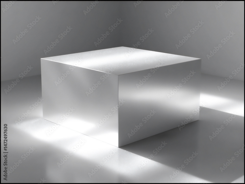 Poster a minimalist photograph focusing on the sharp line where a tabletop mirror meets a plain white surfa