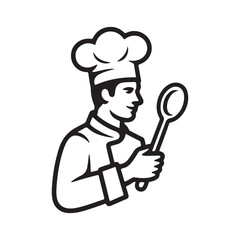 Naklejka premium vector illustration of a chef holding a spoon