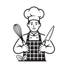 vector illustration of a chef holding a spoon