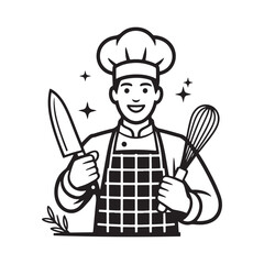 vector illustration of a chef holding a spoon