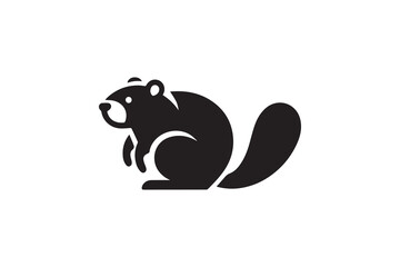 Fototapeta premium simple and unobtrusive Beaver vector silhouette illustration isolated in white background