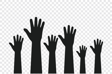 Human hands raised in air icon in trendy flat style. Voting symbol for your web site design, logo, app, UI Vector EPS 10.