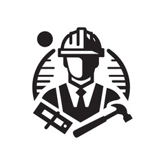 black and white editable construction logo vector