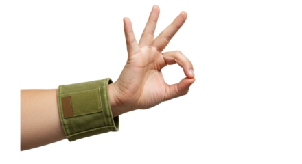 Isolated Hand Showing OK Sign with Support Bracelet