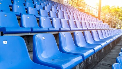 Fototapeta premium plastic stadium seats under soft diffused daylight atmosphere