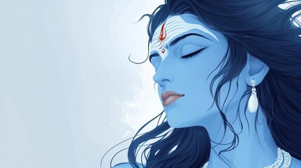 Illustration of Hindu God Shiva with Divine Goddess Representation