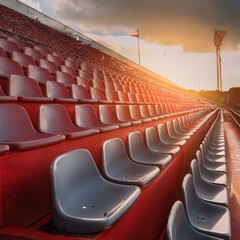 Fototapeta premium plastic stadium seats under soft diffused daylight atmosphere