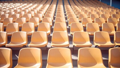 Naklejka premium plastic stadium seats under soft diffused daylight atmosphere