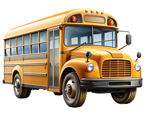 Yellow School Bus Isolated White