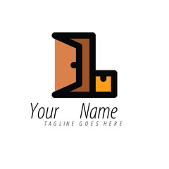 Modern Business Logo Design. Open Door with Package