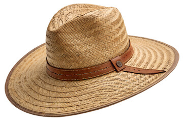beach straw hat front view isolated on white or transparent png