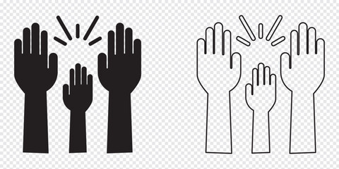 Raise hand participation symbol. Illustration vector.