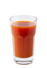 A glass of vivid reddish-orange juice against a dark, clean background, a healthy refreshing treat