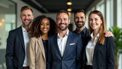Obraz premium Diverse Business Team Smiling In Office