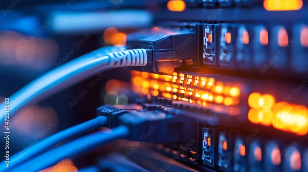 Aufkleber data center operations global network technology infrastructure digital environment close-up view co