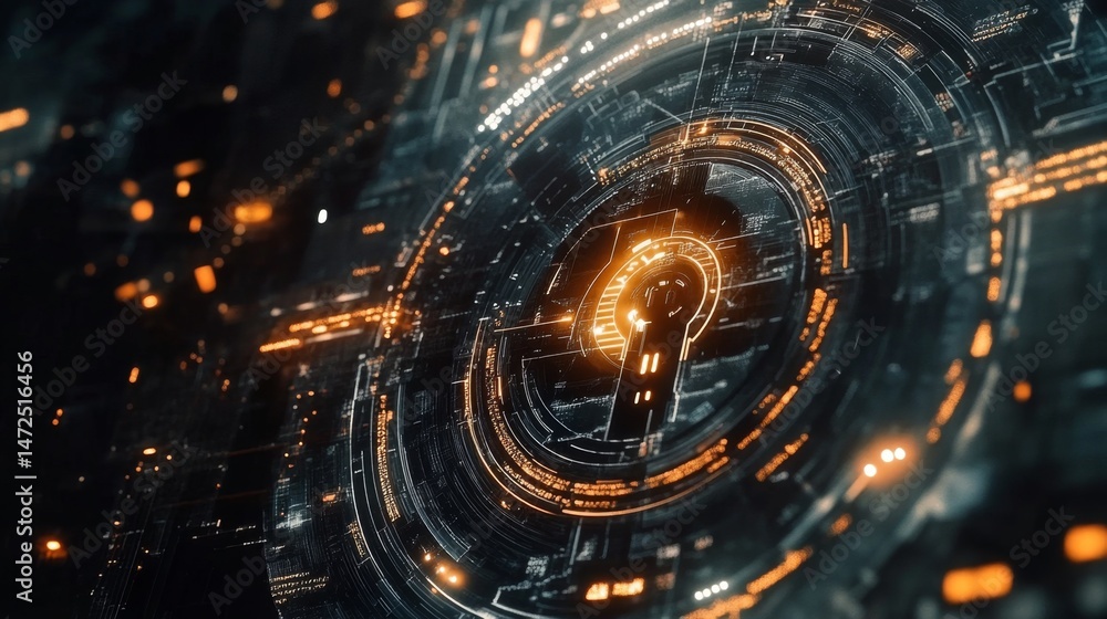 Poster technological innovation showcase virtual space digital graphic futuristic environment close-up view