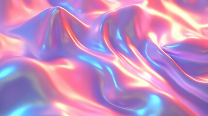 Obraz premium Shimmering Iridescent Fabric Texture with Soft Waves and Highlights
