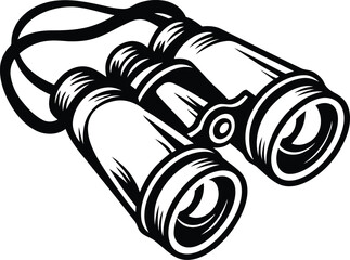 Vintage illustration of a pair of binoculars silhouette vector, vintage illustration of a pair of binoculars line art vector illustration, vintage illustration of a pair of binoculars vector icon