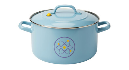 Isolated Light Blue Cooking Pot with Lid