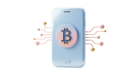 Isolated Mobile Phone with Bitcoin Symbol