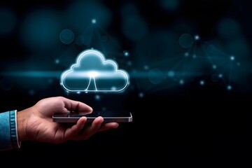 Cloud Computing Visualization Digital Data Storage and Connectivity Concept.