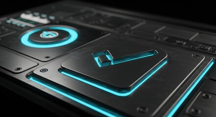 Fototapeta premium Metallic Surface with Glowing Light Technology Abstract