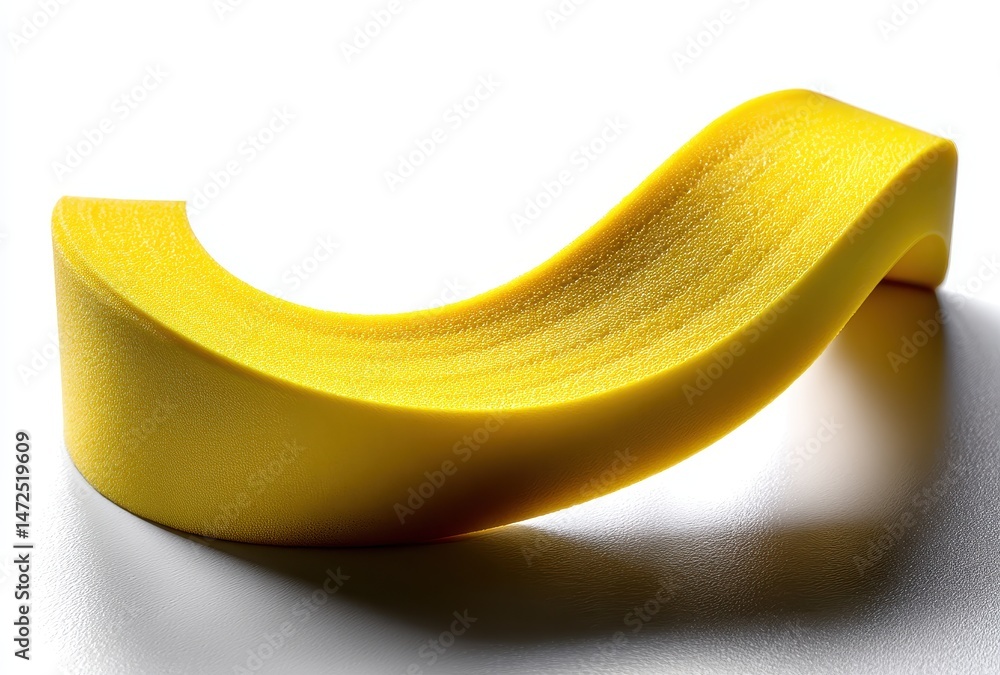 Poster bright yellow foam structure on a clean surface with soft shadows and curved design, ideal for abstr
