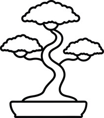 bonsai tree black vector illustration