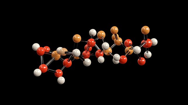 Citral's molecule is shown in 3D. It's a type of aldehyde found in nature, with its chemical structure visible like looking through a microscope.

