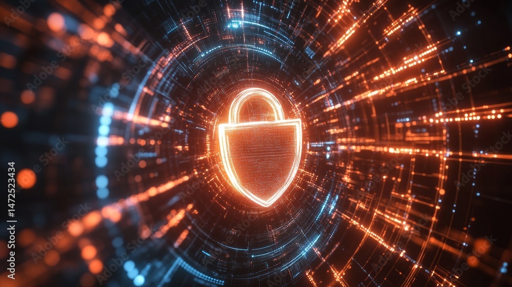 Poster digital security measures protecting data in cyber environments 3d visualization futuristic virtual 
