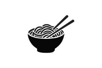 simple and unobtrusive Noodles and chopstick vector silhouette illustration isolated in white background